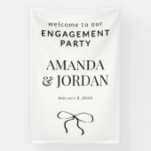 Minimalistisch zwart-wit met lint Verloving Spandoek (Verticaal)