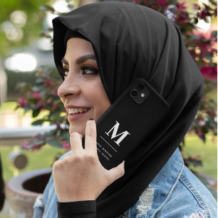 Minimalistisch zwart-wit modern aangepaste monogra Case-Mate iPhone 14 hoesje