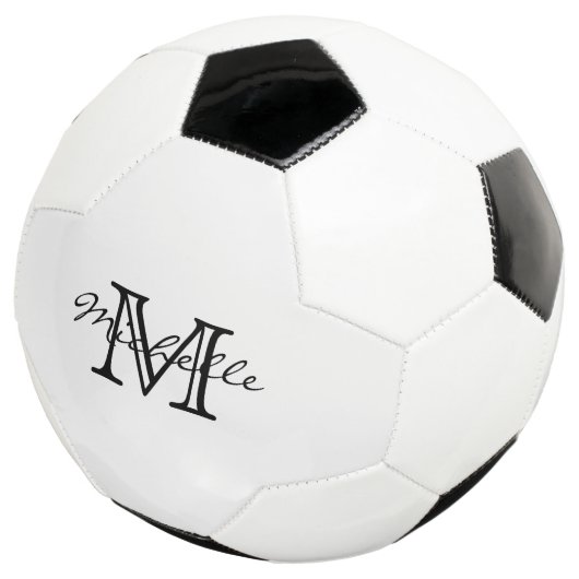 Minimalistisch zwart wit modern elegant monogram voetbal (Drie kwart)