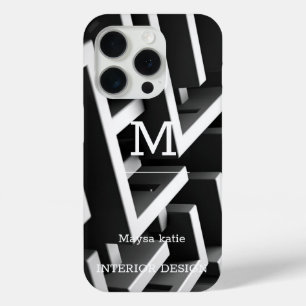 Minimalistisch zwart-wit modern Hoesje-Ma iPhone 15 Pro Case