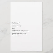 Minimalistisch zwart-wit modern huwelijksmenu (Achterkant)
