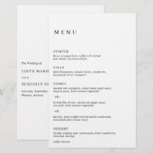 Minimalistisch zwart-wit modern huwelijksmenu (Voorkant / Achterkant)
