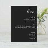 Minimalistisch zwart-wit modern huwelijksmenu menu (Staand voorkant)
