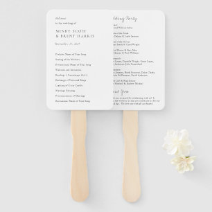 Minimalistisch zwart-wit modern huwelijksprogramma handwaaier