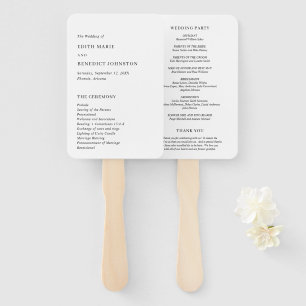 Minimalistisch zwart-wit modern huwelijksprogramma handwaaier