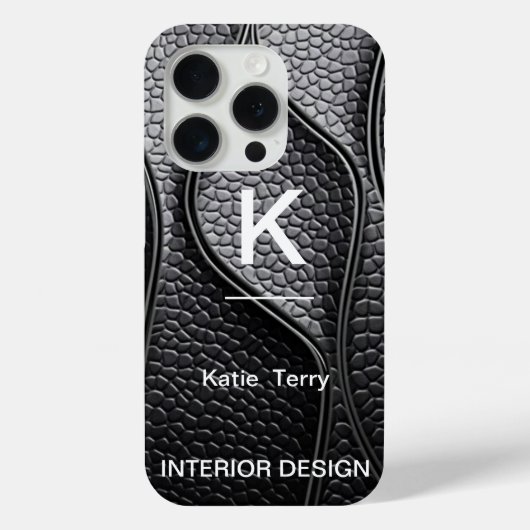 Minimalistisch zwart-wit modern monogram Hoesje (Achterkant)