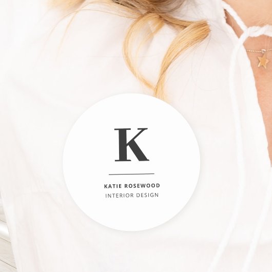 Minimalistisch zwart-wit modern monogram naamplaatje