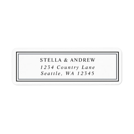 Minimalistisch zwart-wit modern terugkeeradres etiket (Voorkant)