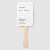 Minimalistisch zwart-wit modern trouwprogramma handwaaier (Voorkant)