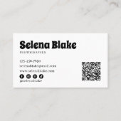 Minimalistisch zwart-wit | Moderne QR-code Visitekaartje (Achterkant)
