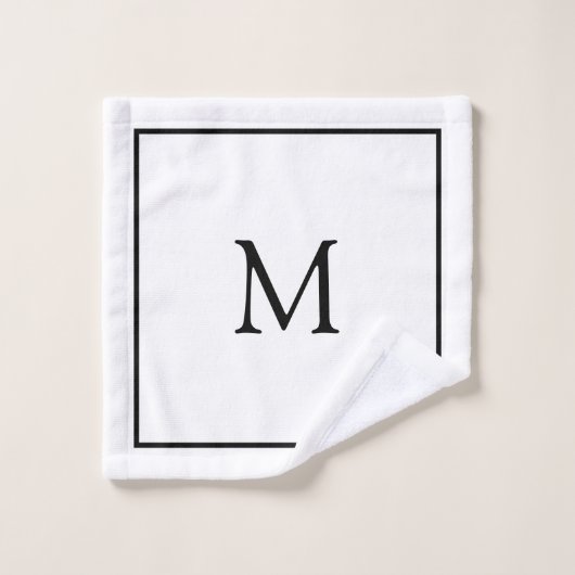 Minimalistisch zwart-wit monogram bad handdoek (Wasdoekje)
