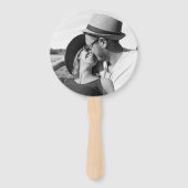 Minimalistisch zwart-wit monogram fotohuwelijk handwaaier (Achterkant)