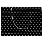 Minimalistisch zwart-wit monogram groot cadeauzakje (Achterkant)