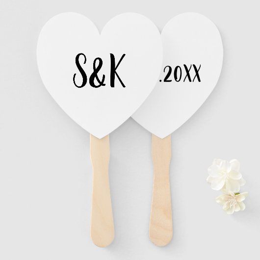 Minimalistisch zwart-wit monogram handwaaier (Voorkant en achterkant)