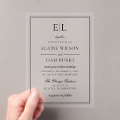 Minimalistisch zwart-wit monogram huwelijk acryl uitnodigingen (Insitu (Draagbaar))