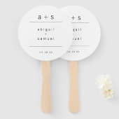 Minimalistisch zwart-wit monogram huwelijk handwaaier (Voorkant en achterkant)