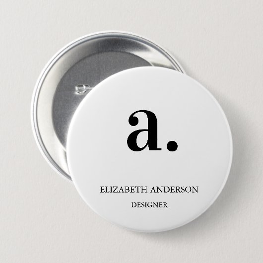 Minimalistisch zwart wit monogram modern elegant ronde button 7,6 cm (Voorkant /achterkant)
