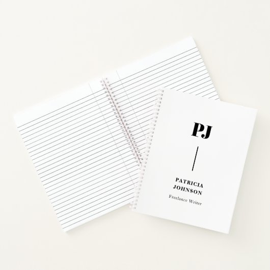 Minimalistisch zwart-wit monogram Notitieboek (Binnen)