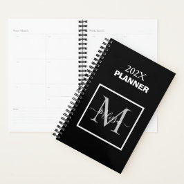 Minimalistisch zwart-wit monogram planner
