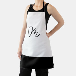 Minimalistisch zwart-wit monogram schort