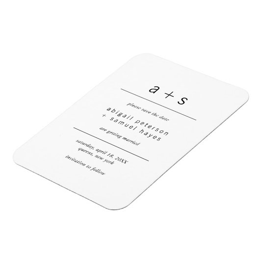 Minimalistisch zwart-wit monogram sparen de Datum Magneet (Linkerzijde)