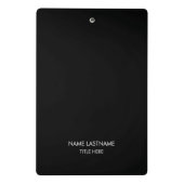 Minimalistisch zwart-wit monogram van de douanetek mini klembord (Achterkant)