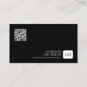 Minimalistisch zwart-wit monogram visitekaartje (Achterkant)