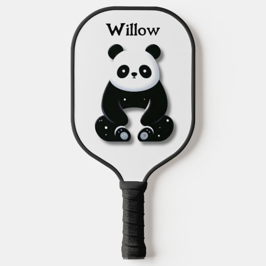 Minimalistisch zwart-wit Panda Beer Monogram Pickleball Paddle (Voorkant)