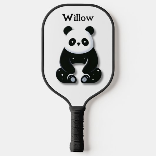 Minimalistisch zwart-wit Panda Beer Monogram Pickleball Paddle (Achterkant)