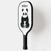 Minimalistisch zwart-wit Panda Beer Monogram Pickleball Paddle (Links)