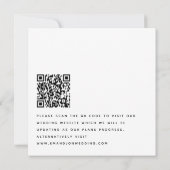 Minimalistisch Zwart Wit QR Bruiloft Save the Date (Achterkant)