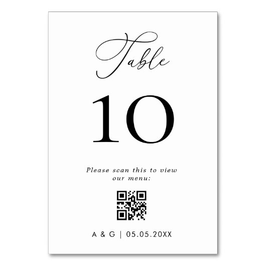 Minimalistisch zwart-wit QR Code Bruiloft Kaart (Voorkant)