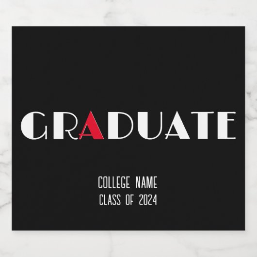 Minimalistisch zwart wit rood afstuderen bier etiket (Enkel label)