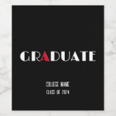 Minimalistisch zwart wit rood afstuderen wijn etiket (Enkel label)