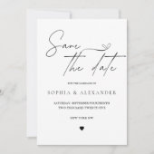 Minimalistisch zwart-wit Save the Date Kaart (Voorkant)