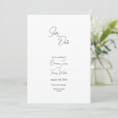 Minimalistisch zwart wit Save the Date Kaart (Staand voorkant)