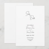 Minimalistisch zwart wit Save the Date Kaart (Voorkant / Achterkant)