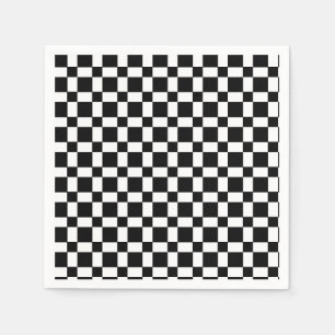 Minimalistisch zwart-wit schaakpatroon servet