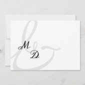 Minimalistisch zwart wit script ampersand bruiloft kaart (Achterkant)