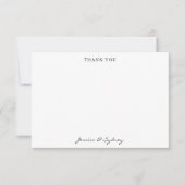 Minimalistisch zwart-wit script bruiloft Custom Bedankkaart (Voorkant)