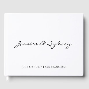 Minimalistisch zwart-wit script bruiloft Custom Gastenboek