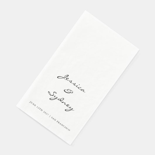 Minimalistisch zwart-wit script bruiloft Custom Servet (Hoek)