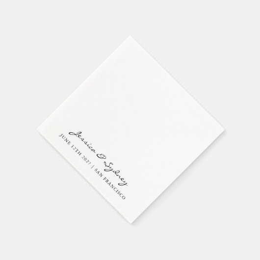 Minimalistisch zwart-wit script bruiloft Custom Servet (Hoek)