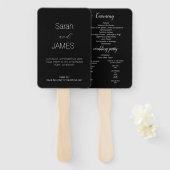 Minimalistisch zwart-wit script bruiloft programma handwaaier (Voorkant en achterkant)