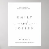 Minimalistisch zwart-wit script bruiloft welkom poster (Voorkant)