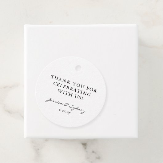 Minimalistisch zwart-wit script Custom Bedankt Bedankjes Labels (In situ)