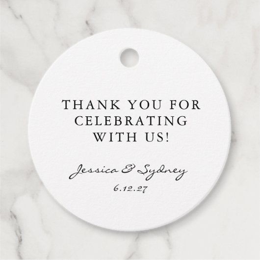 Minimalistisch zwart-wit script Custom Bedankt Bedankjes Labels (Voorkant)