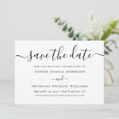 Minimalistisch zwart-wit script | Elegante foto Save The Date (Staand voorkant)