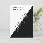 Minimalistisch zwart-wit sparen de datum bruiloft kaart (Staand voorkant)