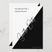 Minimalistisch zwart-wit sparen de datum bruiloft kaart (Voorkant / Achterkant)